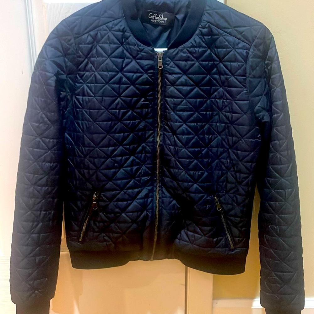 NWT Coffee Shop Quilted Navy Kids Jacket size Medium